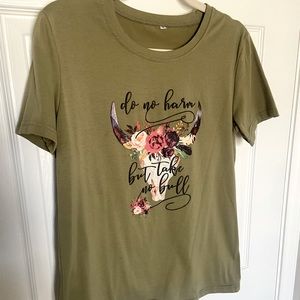 Army green graphic tee
